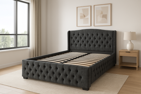 DIVERSE - Pat Korso cu saltea - Gri Inchis - 140 x 200