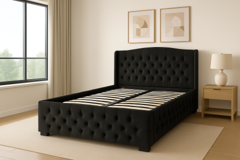 DORMITOARE - Pat Korso cu saltea - Negru - 180 x 200