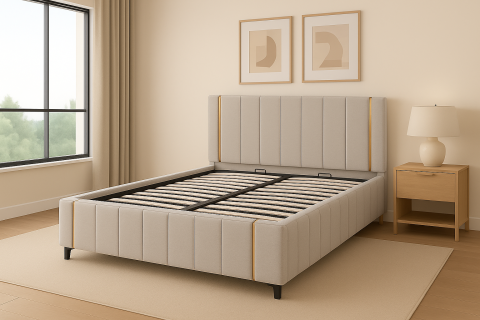 Produse - Pat Leon cu saltea - Grej - 140 x 200