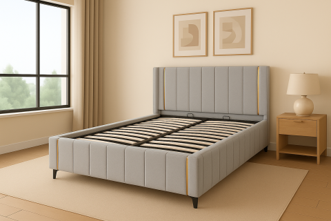 Produse - Pachet pat leon gri 30 cu saltea inclusa Melissa 180x200 cm