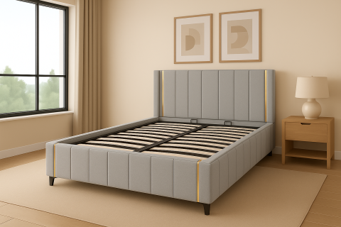 DIVERSE - Pachet pat leon gri 70 cu saltea inclusa Melissa 180x200 cm