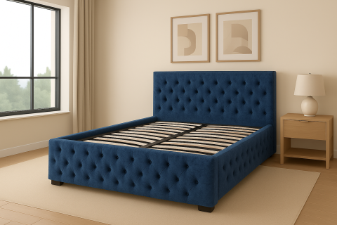 DORMITOARE - Pat Mega cu saltea - Albastru - 160 x 200