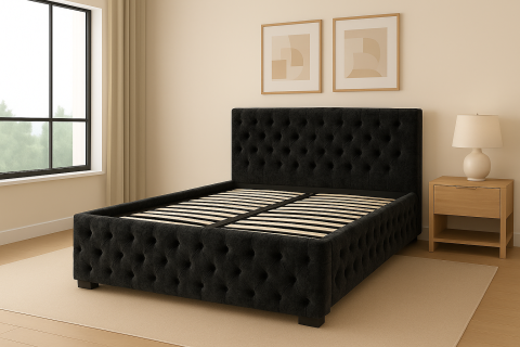 DORMITOARE - Pat Mega cu saltea - Negru - 180 x 200
