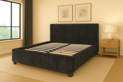 Produse - Pat Nora cu saltea - Gri Inchis - 160 x 200