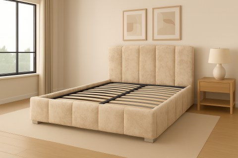 Produse - Pat Riviera cu saltea - Crem - 140 x 200