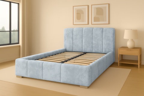 Produse - Pat Riviera cu saltea - Gri Albastrui - 160 x 200