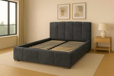 Produse - Pat Riviera cu saltea - Gri Inchis - 160 x 200