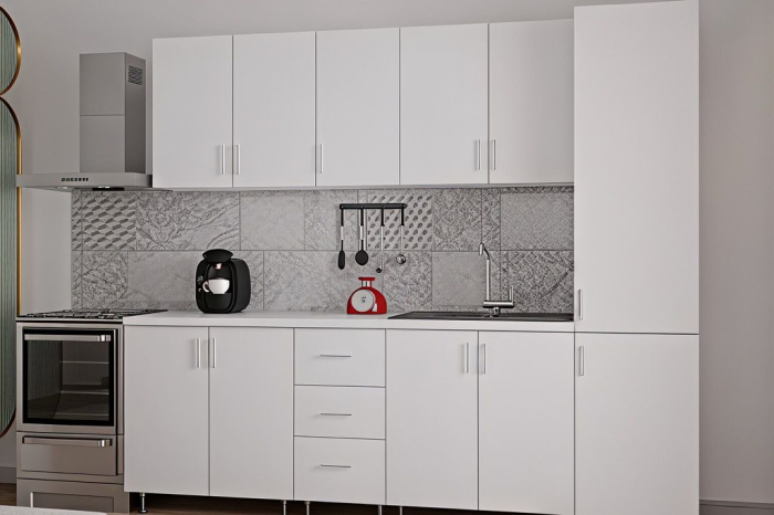 Bucatarie Alia cu soldat, 250 cm L, Alb, Pal 18 mm [2]