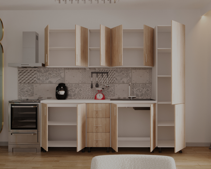 Bucatarie Alia cu soldat, 250 cm L, Sonoma, Pal 18 mm [5]