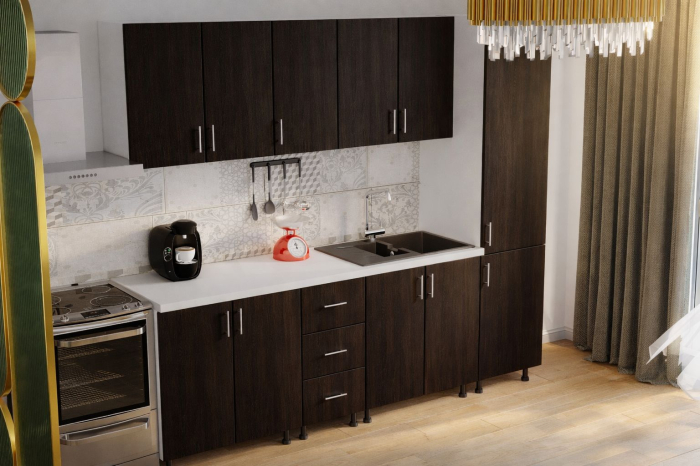 Bucatarie Alia cu soldat, 250 cm L, Wenge, Pal 18 mm [3]