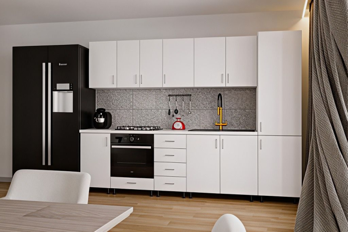 Bucatarie Klara cu soldat, 270 cm L, Alb, Pal 18 mm [4]