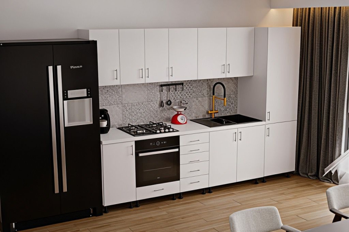 Bucatarie Klara cu soldat, 270 cm L, Alb, Pal 18 mm [5]