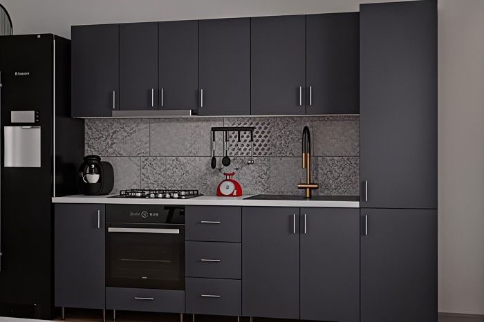 Bucatarie Klara cu soldat, 270 cm L, Antracit, Pal 18 mm [2]