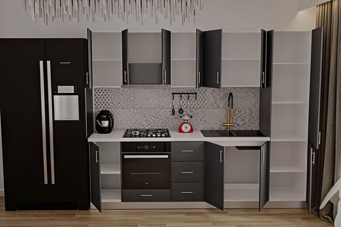 Bucatarie Klara cu soldat, 270 cm L, Antracit, Pal 18 mm [4]