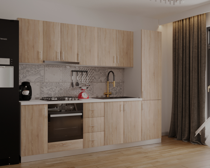 Bucatarie Klara cu soldat, 270 cm L, Sonoma, Pal 18 mm [5]