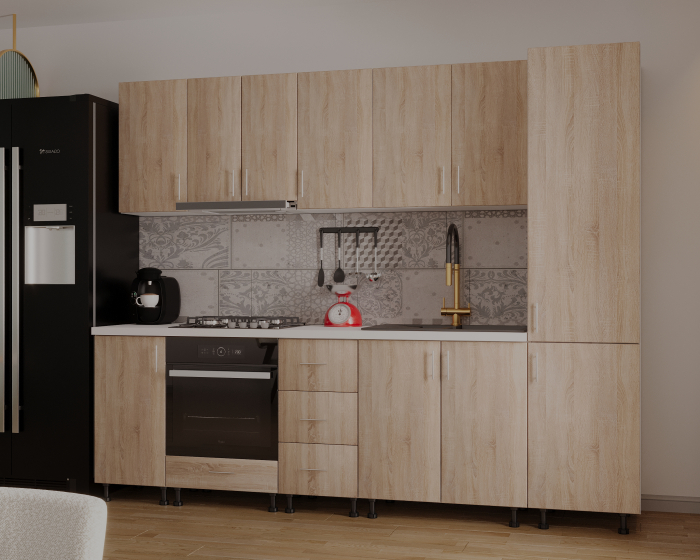 Bucatarie Klara cu soldat, 270 cm L, Sonoma, Pal 18 mm [6]