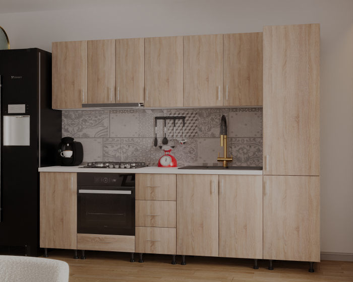 Bucatarie Klara cu soldat, 270 cm L, Sonoma, Pal 18 mm [2]