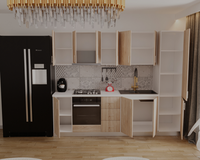 Bucatarie Klara cu soldat, 270 cm L, Sonoma, Pal 18 mm [3]