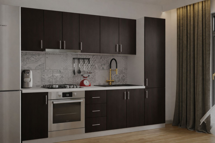 Bucatarie Klara cu soldat, 270 cm L, Wenge, Pal 18 mm [2]