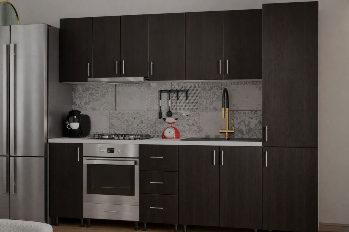 Bucatarie Klara cu soldat, 270 cm L, Wenge, Pal 18 mm [5]