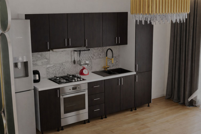 Bucatarie Klara cu soldat, 270 cm L, Wenge, Pal 18 mm [4]