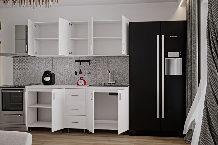 Bucatarie Mona, 200 cm L, Alb, Pal 18 mm [2]