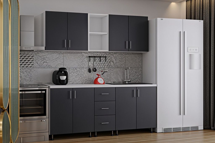 Bucatarie Mona, 200 cm L, Antracit, Pal 18 mm [5]