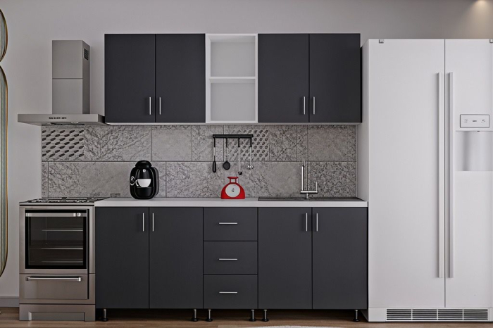 Bucatarie Mona, 200 cm L, Antracit, Pal 18 mm [4]