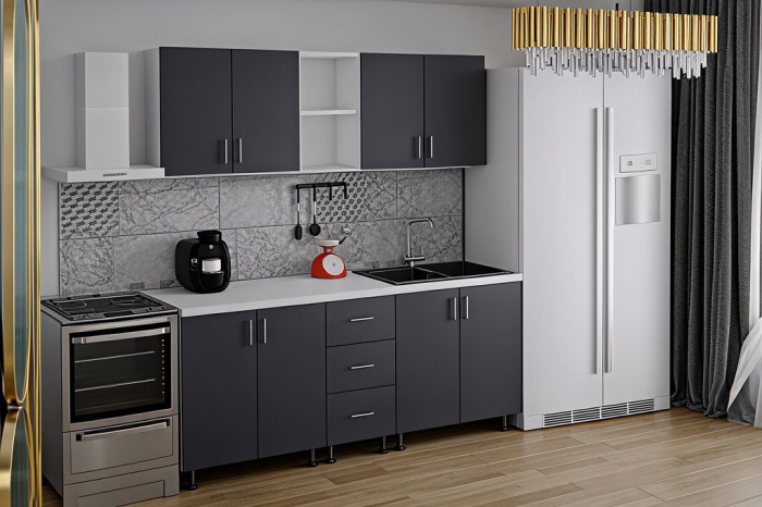 Bucatarie Mona, 200 cm L, Antracit, Pal 18 mm [3]