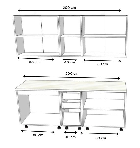 Bucatarie Ritta, 200 cm L, Antracit, Pal 18 mm [5]