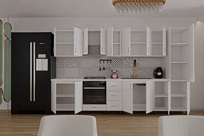 Bucatarie Sonia cu soldat, 350 cm L, Alb, Pal 18 mm [2]