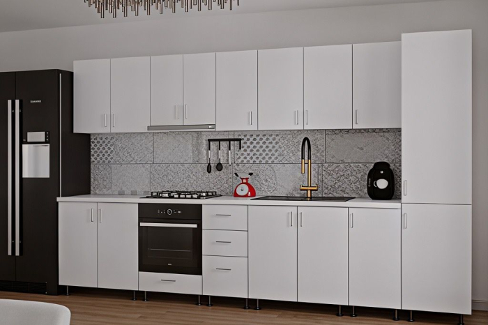 Bucatarie Sonia cu soldat, 350 cm L, Alb, Pal 18 mm [4]