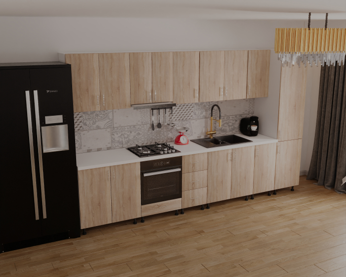 Bucatarie Sonia cu soldat, 350 cm L, Sonoma, Pal 18 mm [3]