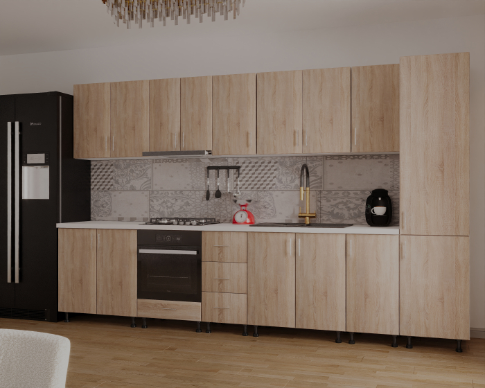 Bucatarie Sonia cu soldat, 350 cm L, Sonoma, Pal 18 mm [2]