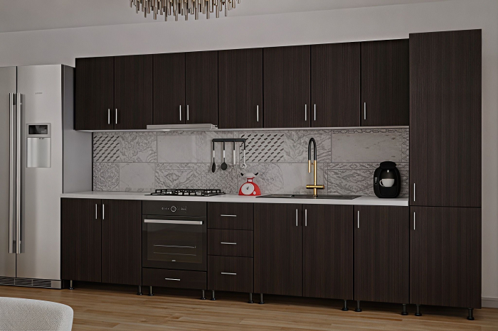 Bucatarie Sonia cu soldat, 350 cm L, Wenge, Pal 18 mm [4]