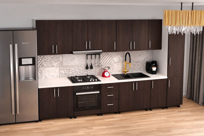 Bucatarie Sonia cu soldat, 350 cm L, Wenge, Pal 18 mm [3]