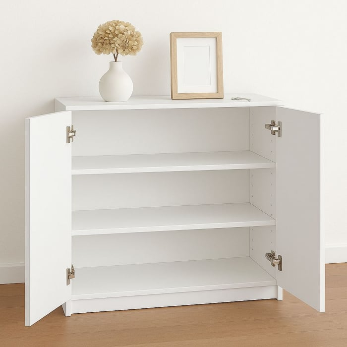 Comoda 2 usi, 100x85x40 cm, Alb, Pal 18 mm [2]