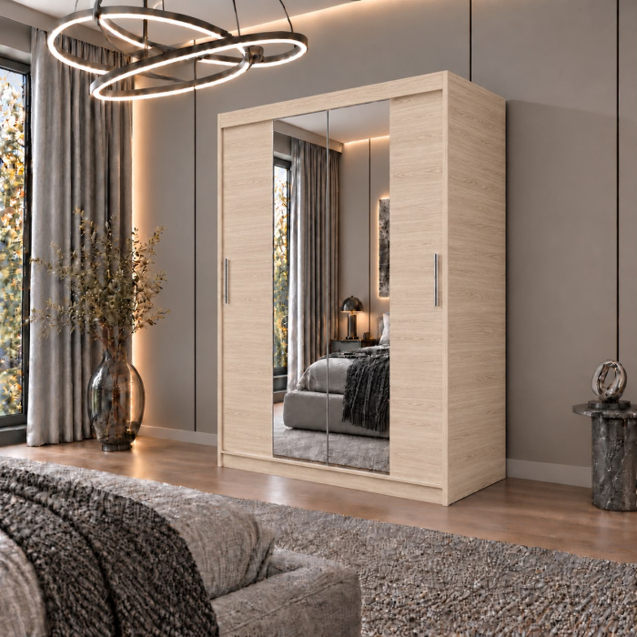 Dressing Alex, 120x60x200cm, cu oglinda, Sonoma, Pal 18 mm [2]