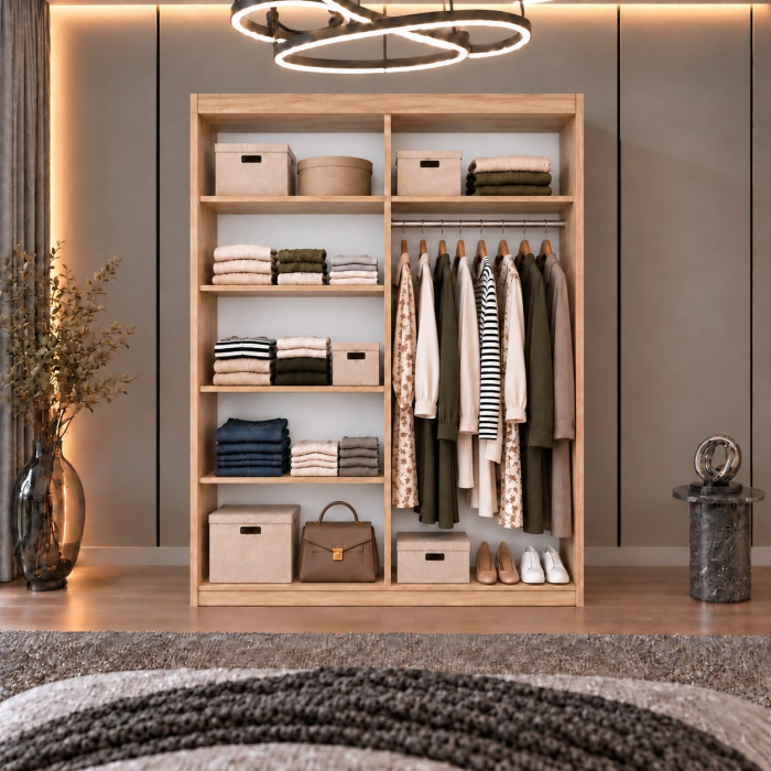 Dressing Alex, 120x60x200cm, cu oglinda, Sonoma, Pal 18 mm [4]