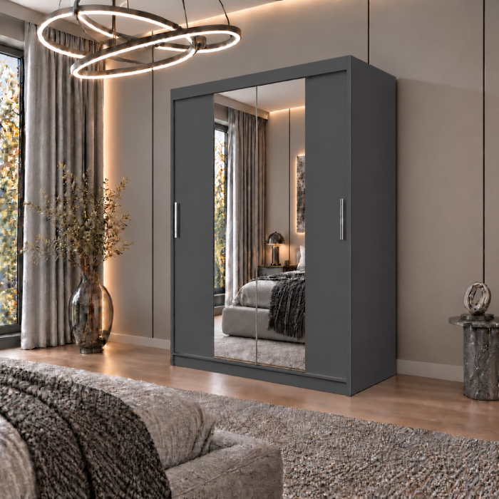 Dressing Alex, 120x60x200cm, cu oglinda, Antracit, Pal 18 mm [2]