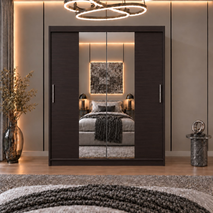 Dressing Alex, 120x60x200cm, cu oglinda, Wenge, Pal 18 mm [2]