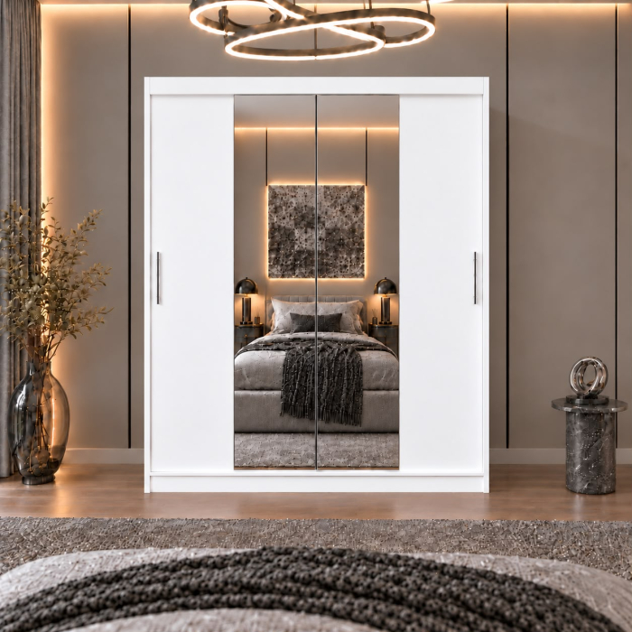 Dressing Alex, 120x60x200cm, cu oglinda, Alb, Pal 18 mm [3]