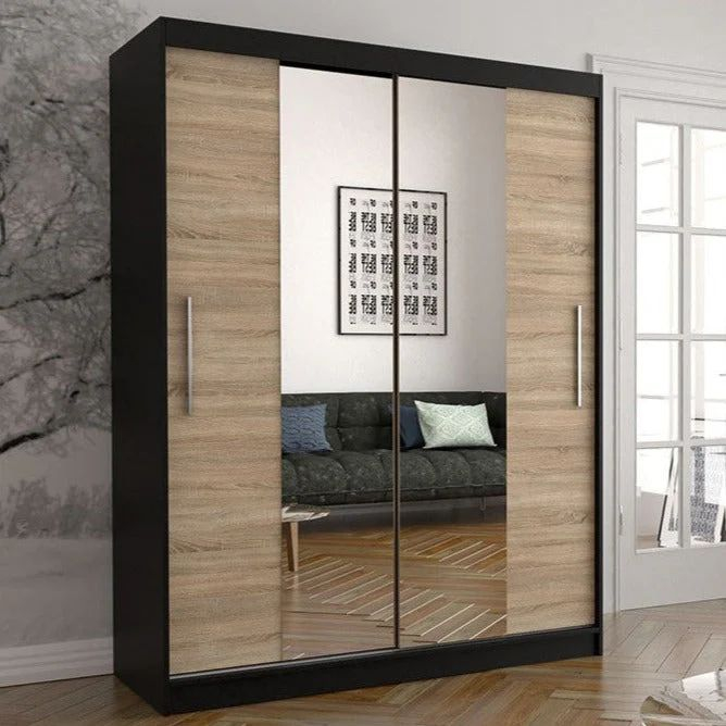 Dressing Alex, 120x60x200cm, cu oglinda, Wenge-Sonoma, Pal 18 mm [1]