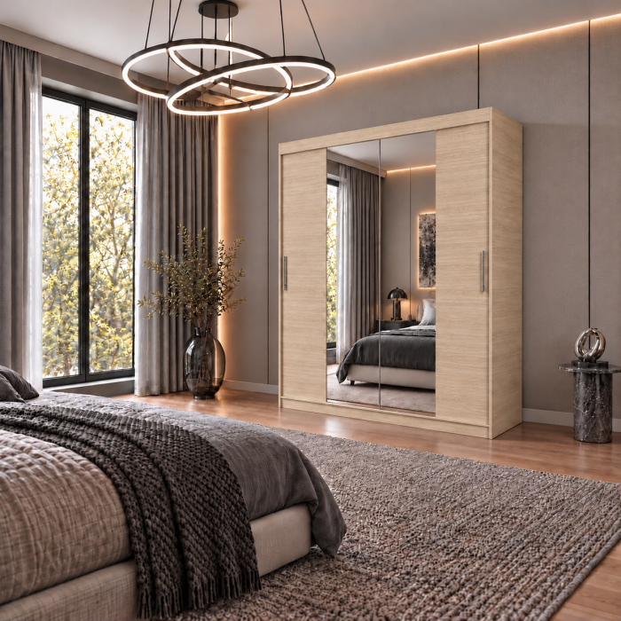 Dressing Alex, 140x60x200cm, cu oglinda,Stejar Sonoma, Pal 18 mm [3]