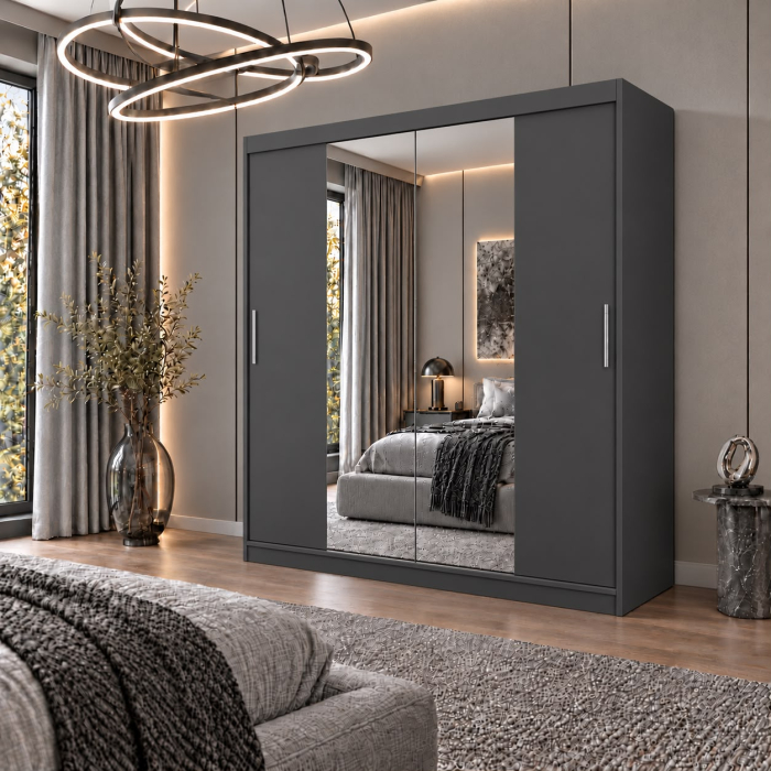 Dressing Alex, 140x60x200cm, cu oglinda, Antracit, Pal 18 mm [2]