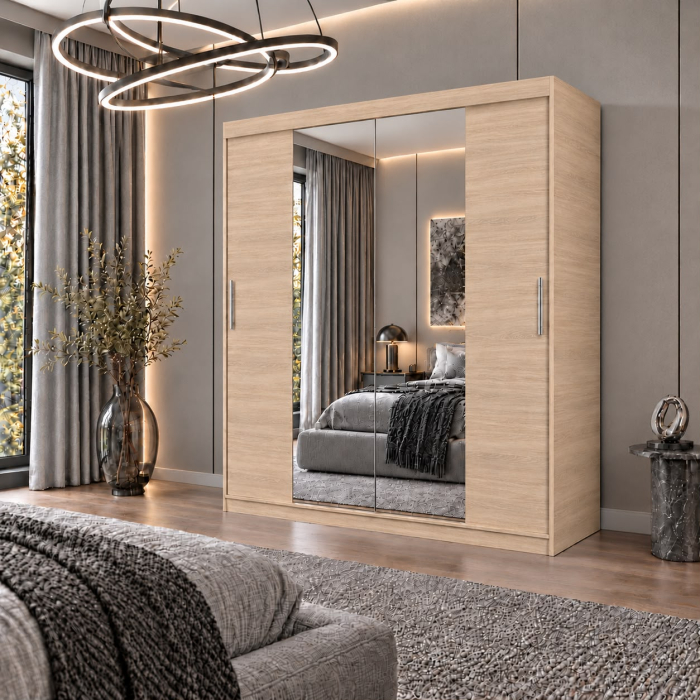 Dressing Alex, 160x60x200cm, cu oglinda, Sonoma, Pal 18 mm [2]