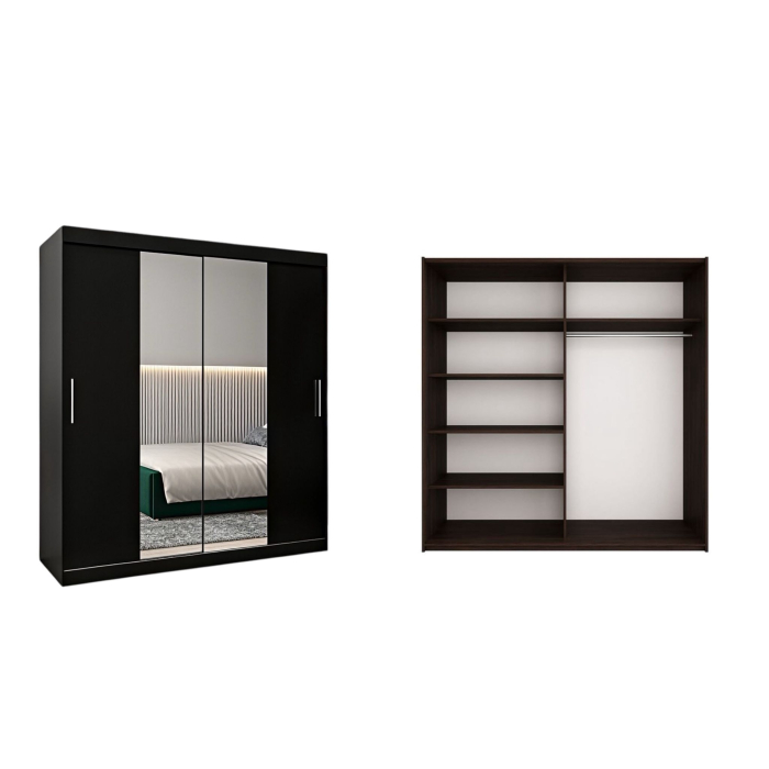 Dressing Alex, 160x60x200cm, cu oglinda, Wenge, Pal 18 mm [3]