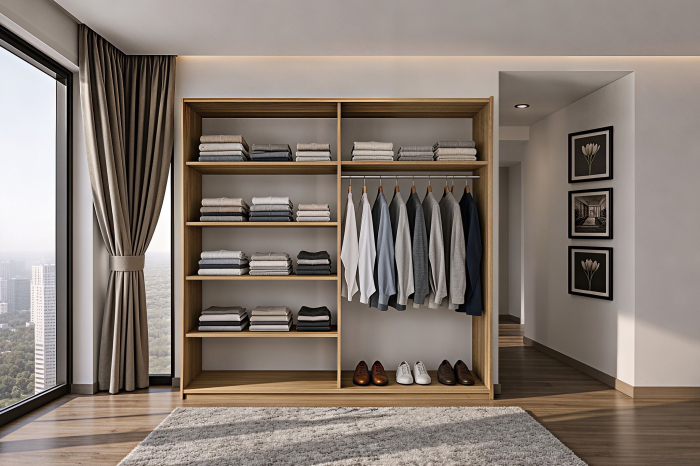 Dressing Alex, 160x60x200cm, Stejar Sonoma+Alb, Pal 18 mm [4]