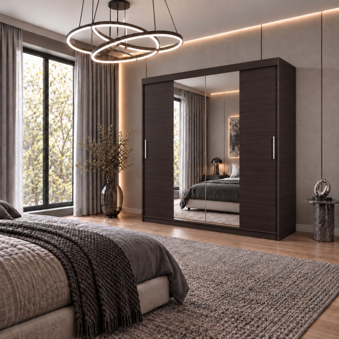 Dressing Alex, 180x60x200cm, cu oglinda, Wenge, Pal 18 mm [5]