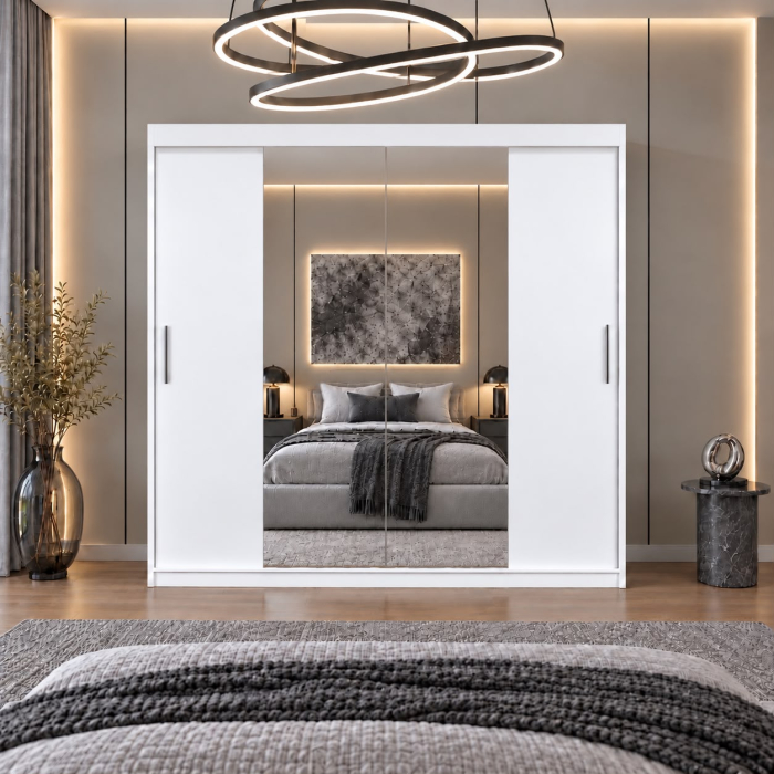 Dressing Alex, 180x60x200cm, cu oglinda, Alb, Pal 18 mm [3]